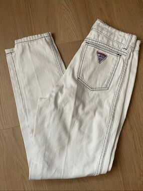 Vintage 80s JUST USA Women’s White Jeans with Contrast Stitching